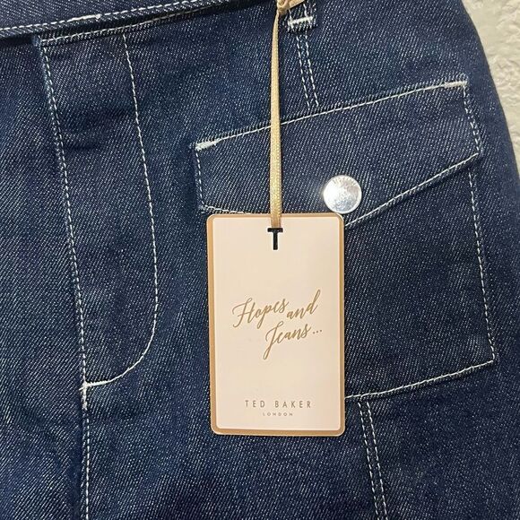 Ted Baker London Shortan Jean Shorts Ring Patch Pocket Denim Dark Wash Size 26 - Picture 10 of 14